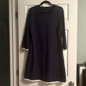 Spartina 449  dress. Large Royal Blue w White fringe. EUC